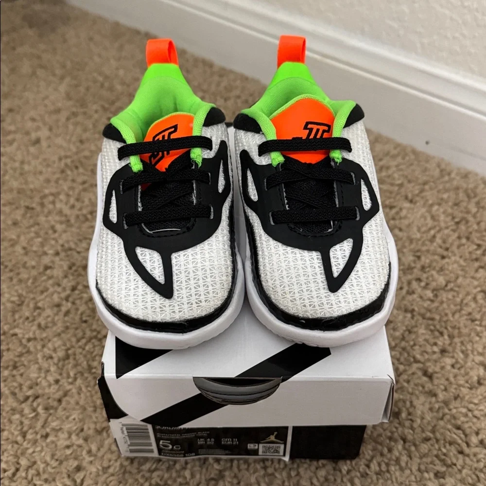 Jordan Tatum 1 Toddler Shoes 5C • White/Black/Neon • DX5958-108 - Picture 2 of 8